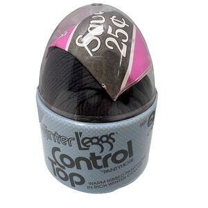 VTG 80s Winter Leggs Control Top Pantyhose Queen Charcoal Warm Ribbed Pantyhose‎